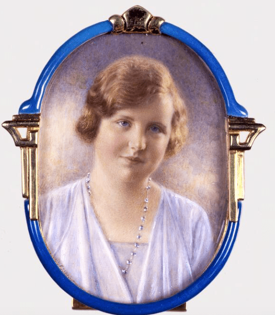 Geschilderd portretminiatuur van Juliana circa 1930